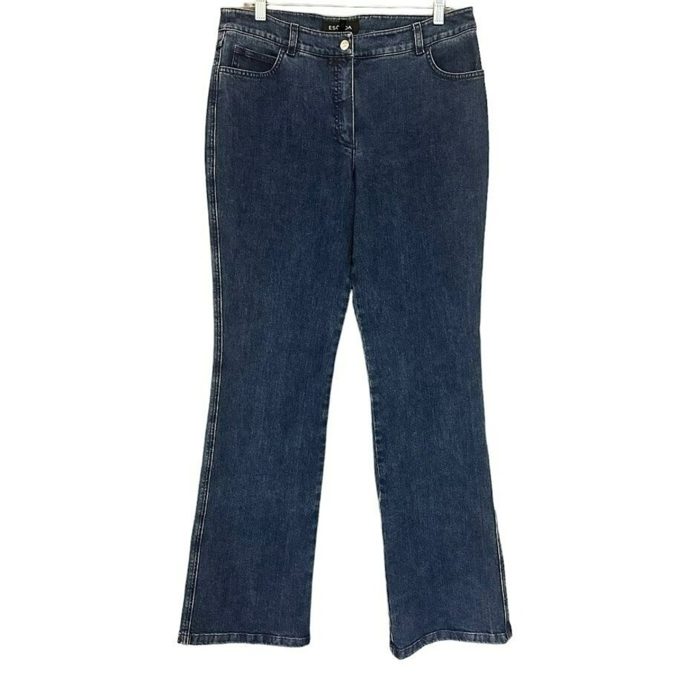 Escada Back Patch Dark Wash Flare Jeans Womens 42 (US‎ 12)